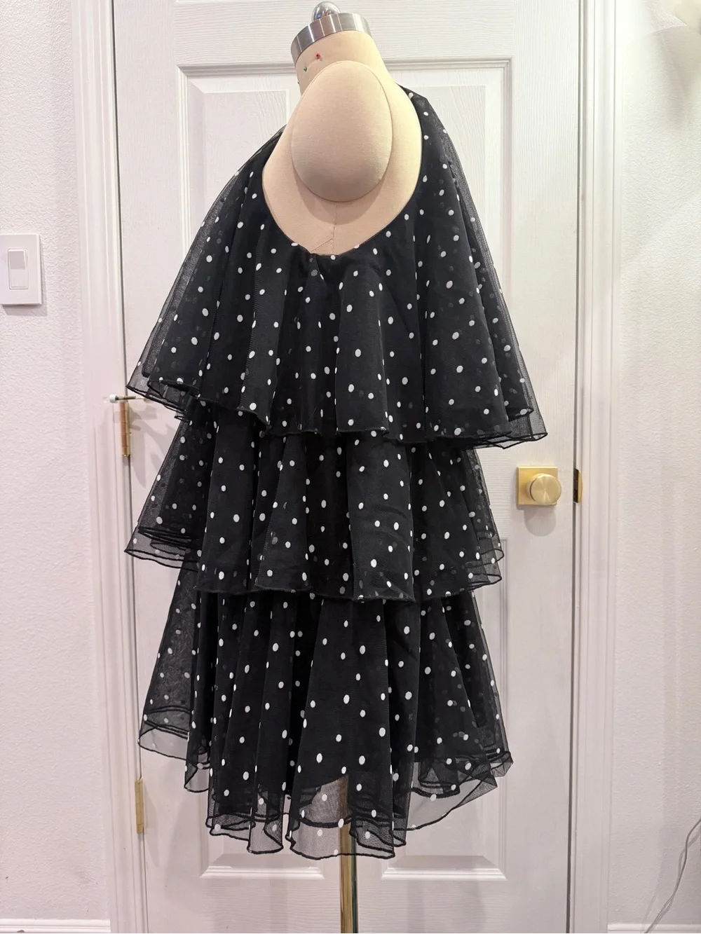 Kate Spade x Target Black with White Polka Dot Ruffled Women’s Party Dress